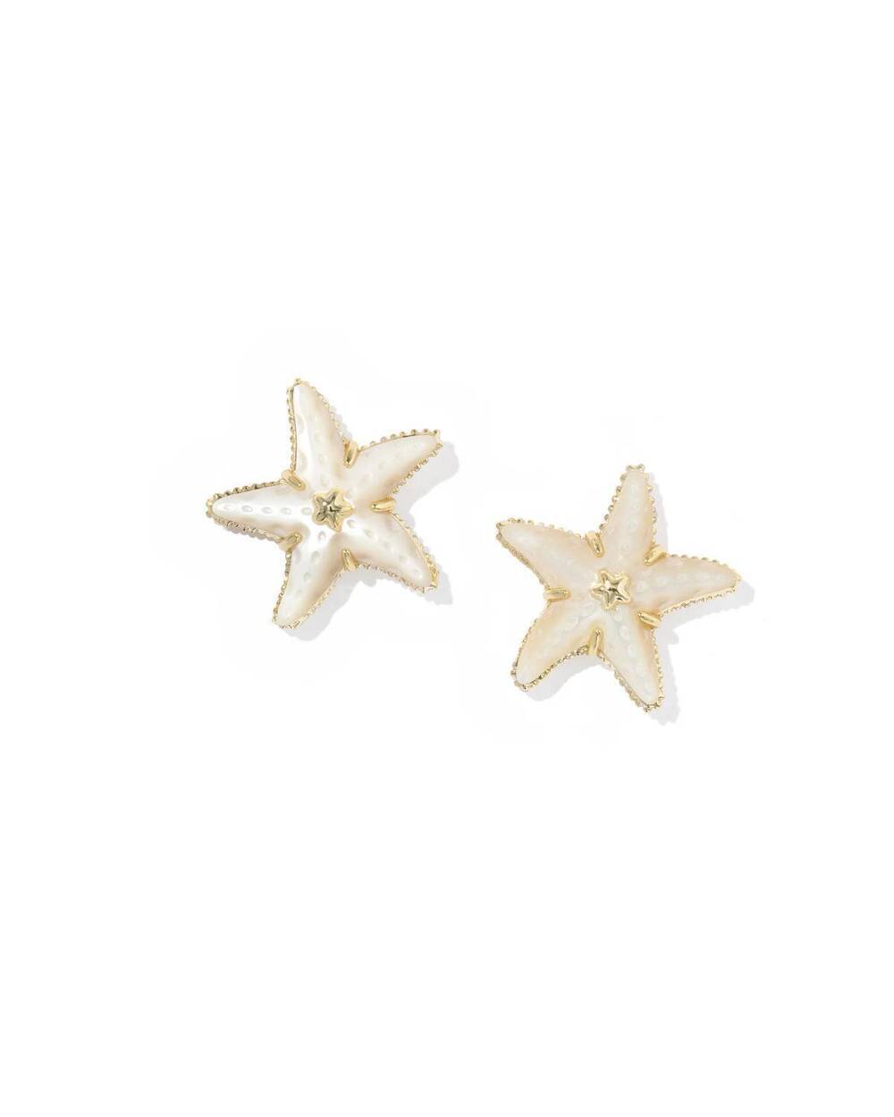 NEW KENDRA SCOTT women's parker starfish stud earrings in gold natural mother of